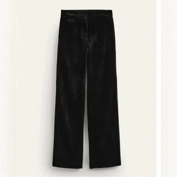 Boden black velour straight leg pants
